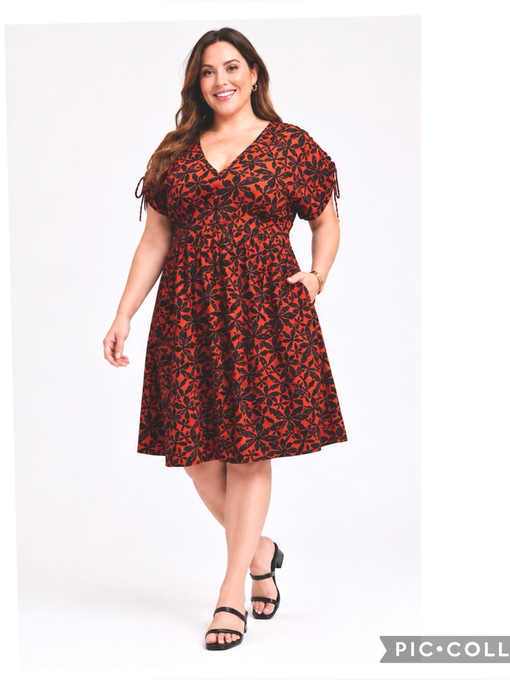 Ava & Viv Cotton Floral Smocked Waist Midi Dress Boho Chic